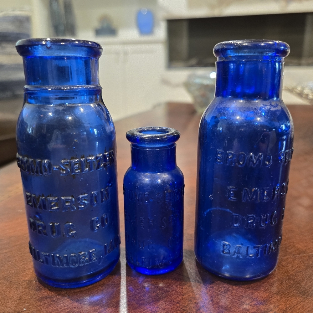 3 Amtique Bromo Seltzer Bottles